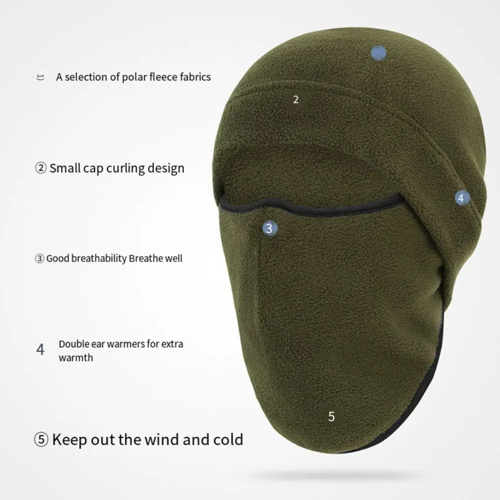 Moda Color sólido polar pasamontañas sombrero a prueba de viento máscara facial capucha gorros engrosados mantener caliente máscara facial completa al aire libre - imagen 3