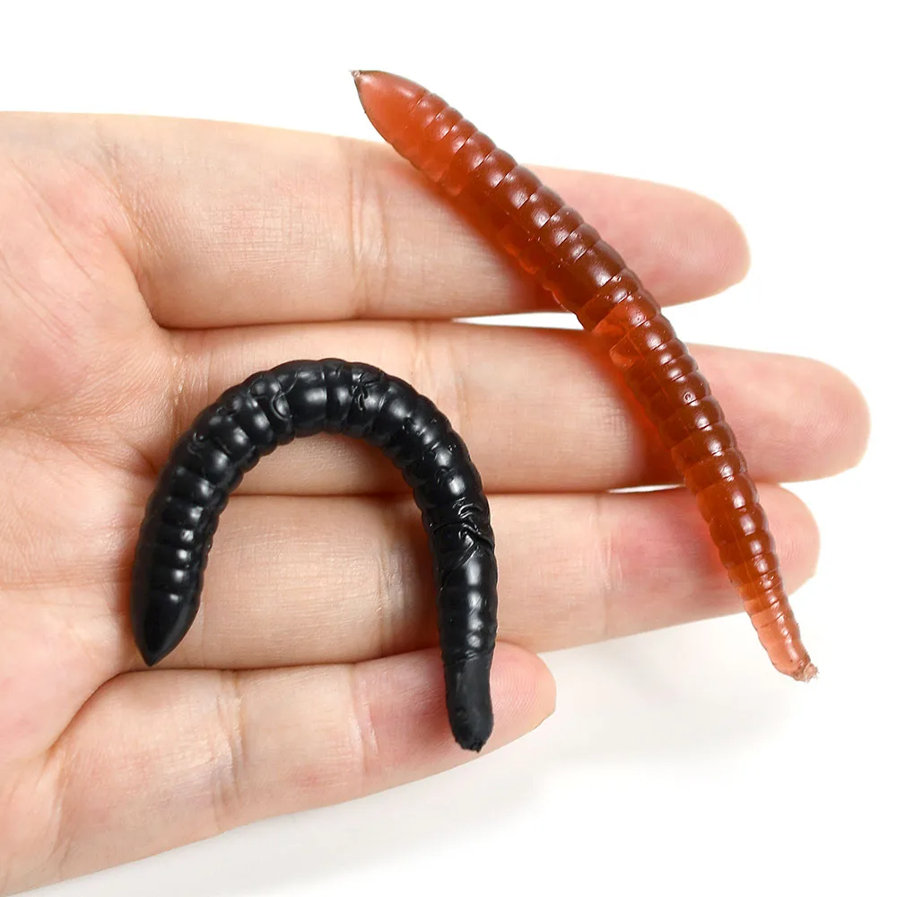 10 Uds. De cebo suave de gusano de 80mm y 2,6g, olor a sal de lombriz de tierra, impulso realista, fideos suaves de alta elasticidad, señuelo de gusano duradero - imagen 5