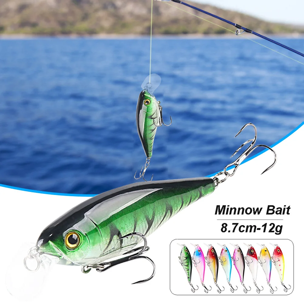 Señuelo de pesca Crankbait, cebo de Lucio Minnow, 8,7 cm, 12g, Wobblers de buceo, Swimbait con 2 triples para accesorios de pesca de agua dulce - imagen 2