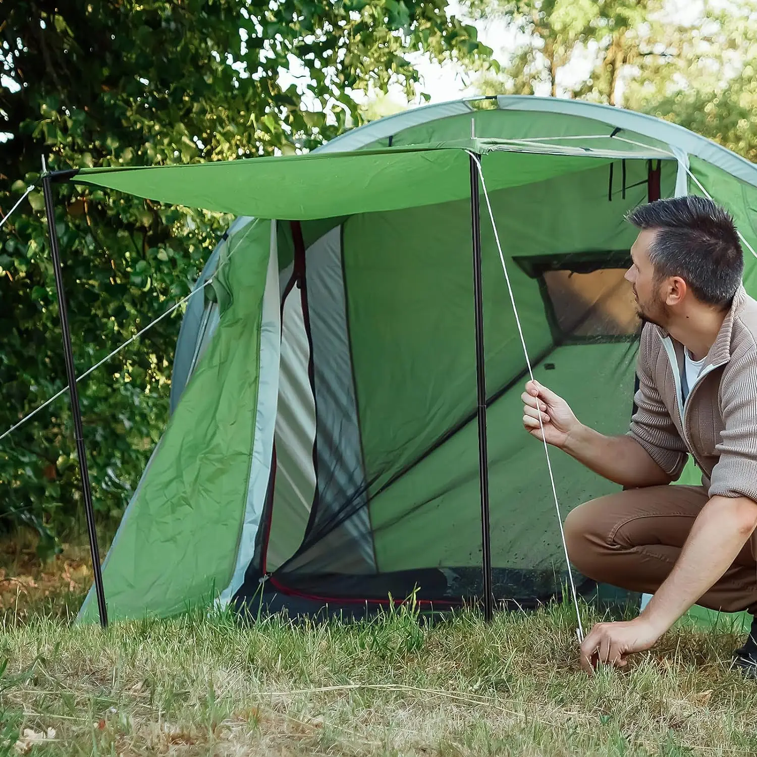 Poste telescópico para lona, poste ajustable de aleación de aluminio, varilla ligera para tienda de campaña, Kit de accesorios para toldo de Camping - imagen 4