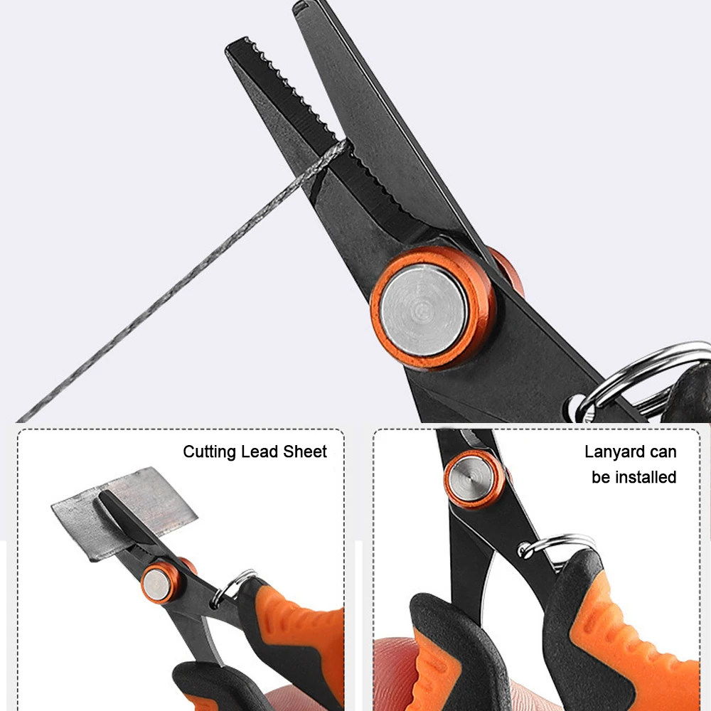 Tijeras de pesca de acero inoxidable, herramientas de agua salada, línea trenzada, tijeras de corte de pescado para alicates de pesca de mar, accesorios de aparejos - imagen 4