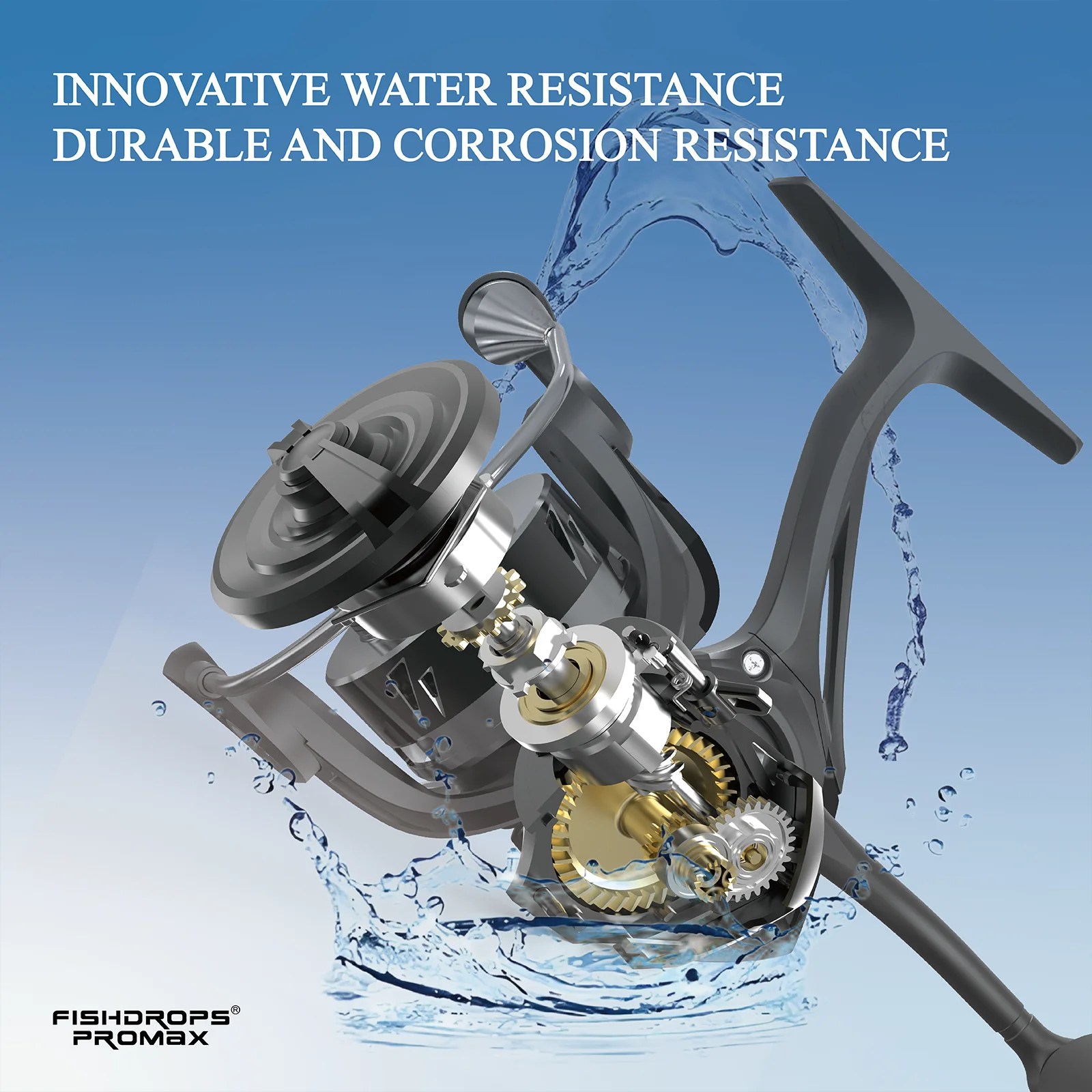 Carrete giratorio Rhino, arrastre de hasta 22 libras y carrete de pesca BB 7 + 1, carrete de aluminio CNC y pesca giratoria ultraligera - imagen 3