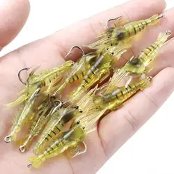 20 piezas Isca Artificial suave camarón señuelo gusano para cebo de pesca 1,3g/4cm gancho afilado Crankbait señuelos silicona Shone cebo de gambas