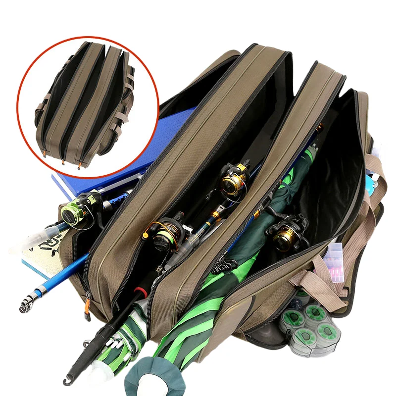 Bolsa de almacenamiento de cebo para carrete de caña de pescar de gran capacidad, bolsas Oxford de 80cm-130cm de espesor, bolsa de almacenamiento de herramientas para caña de pescar, bolsa de Pesca para hombres - imagen 4