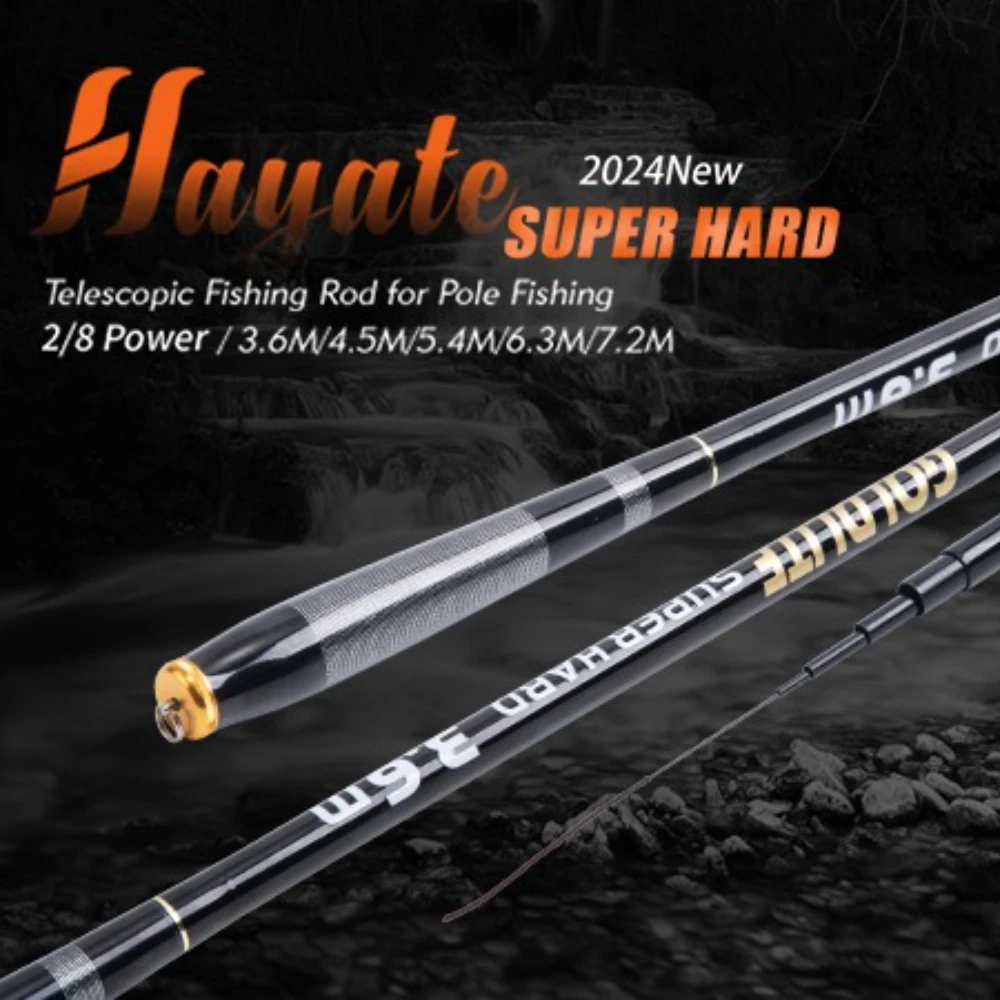Caña de pescar telescópica Goture 3,6 M/4,5 M/5,4 M/6,3 M/7,2 M, caña de pescar de estanque con depósito de carbono, caña de pescar de mano de fibra dura súper ligera