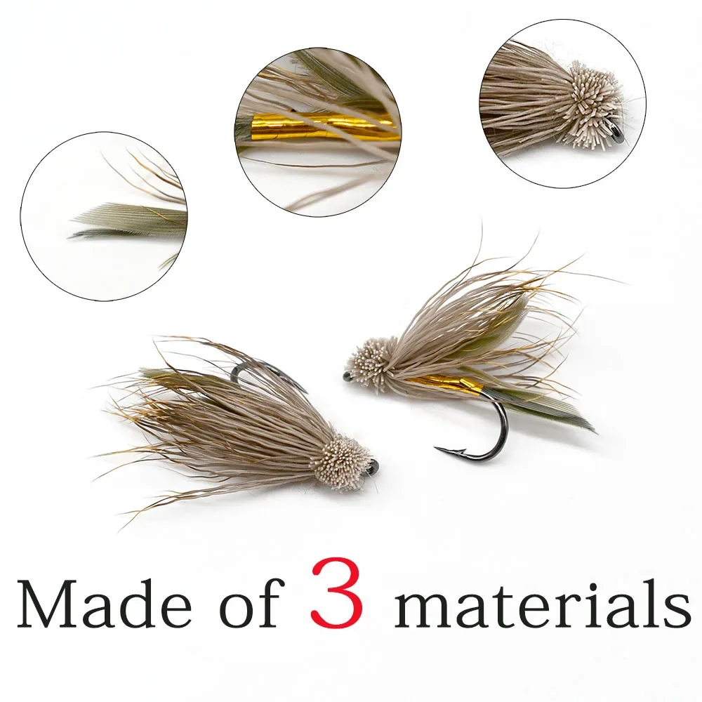 MNFT 10PCS 6 #   Color marrón ciervo pelo oro cuerpo Muddler Minnow mosca lubina pesca señuelo vaporizadores trucha moscas - imagen 3