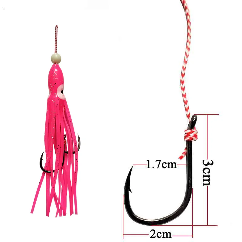 5 uds faldas de calamar anzuelos de Pesca brillo pulpo Inchiku Jig lento rápido Jigging Metal que cae cebo de agua salada aparejos de asistencia de Pesca - imagen 5
