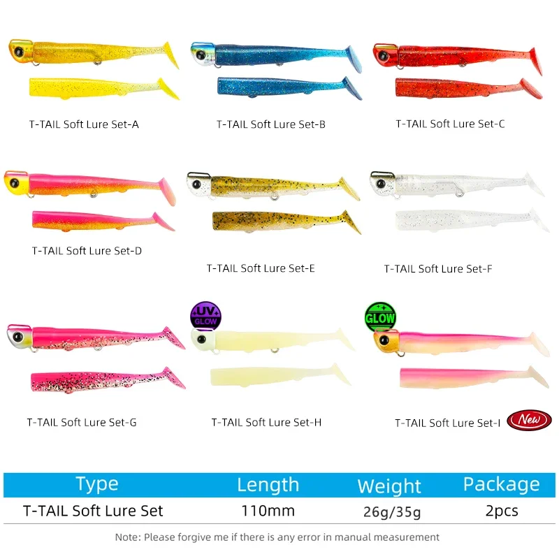 TSURINOYA Jig Head cola T – señuelo hundidor para lubina