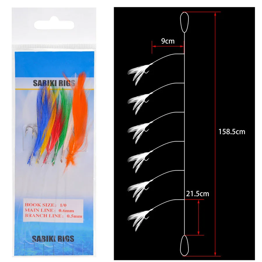 Aparejos de pesca de mar Texas Sabiki Rig, tubo de oropel de plumas, piel de pescado simulada, ganchos giratorios de cuerda para arenque, Maruseigo, 10 bolsas - imagen 4