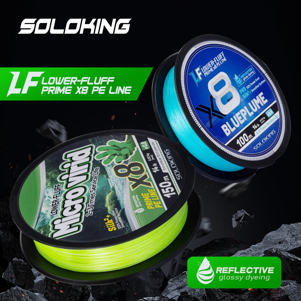 Línea de pesca trenzada SOLOKING de 100m/150m, hebras X8, línea de PE súper suave, multifilamento de 12lb-40lb, línea de pesca de agua dulce y salada