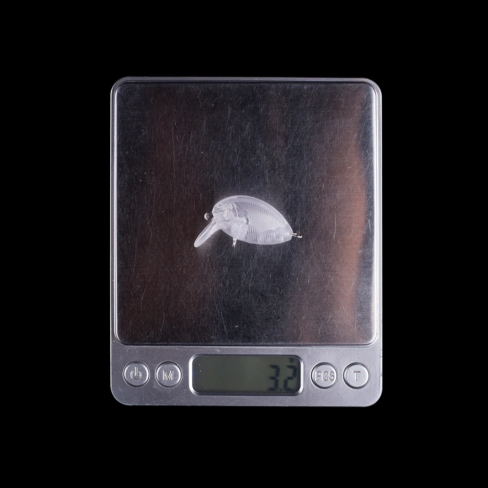 Hanlin-Señuelos de Pesca artificiales sin pintar, cebos de plástico duro, cuerpo transparente, Mini Crankbait, accesorios en blanco, 10/20 piezas, 4CM/3G - imagen 3