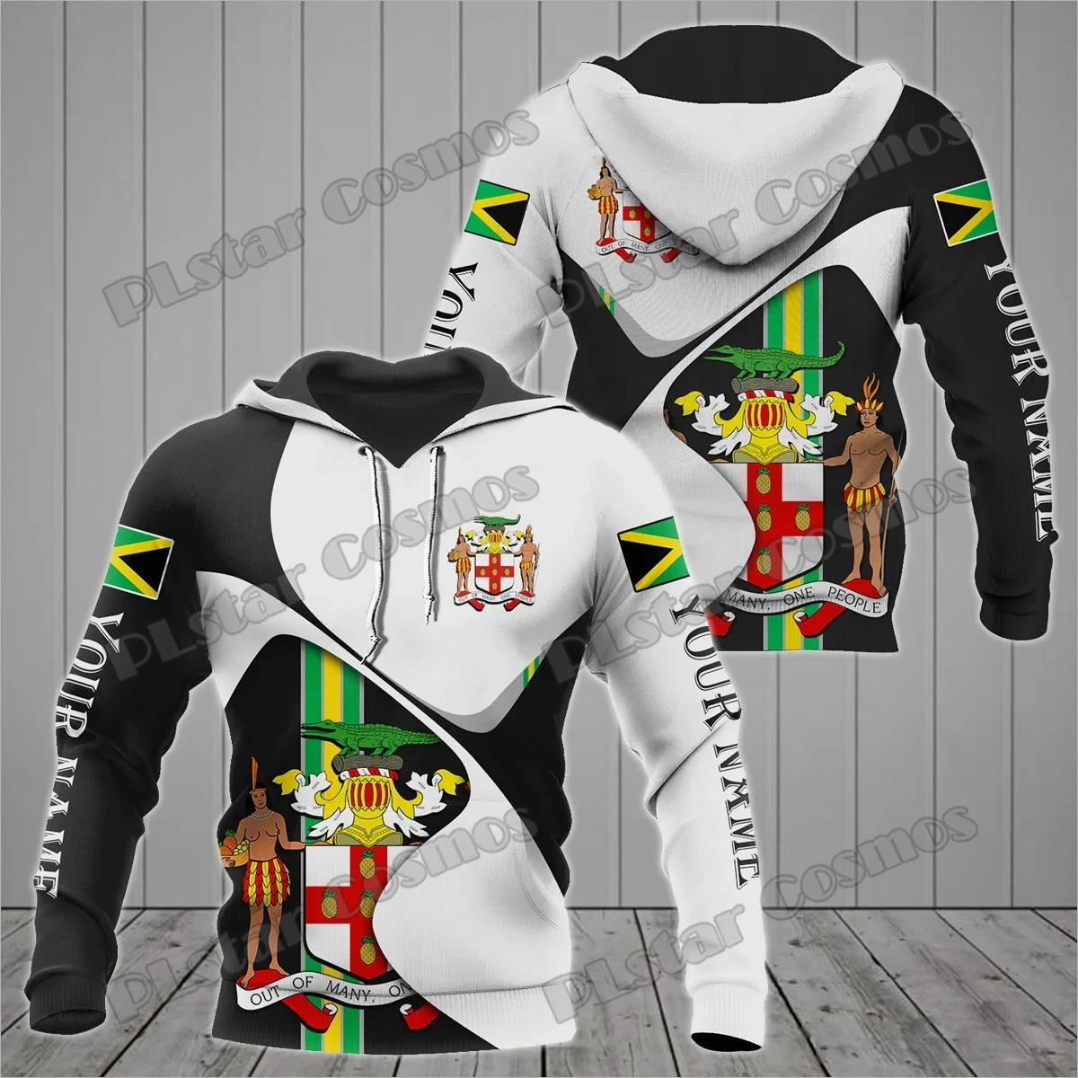 PLstar Cosmos nombre personalizado jamaica escudo de armas 3D impreso hombres sudaderas con capucha Unisex Casual ropa de calle otoño Sudadera con capucha QDY24