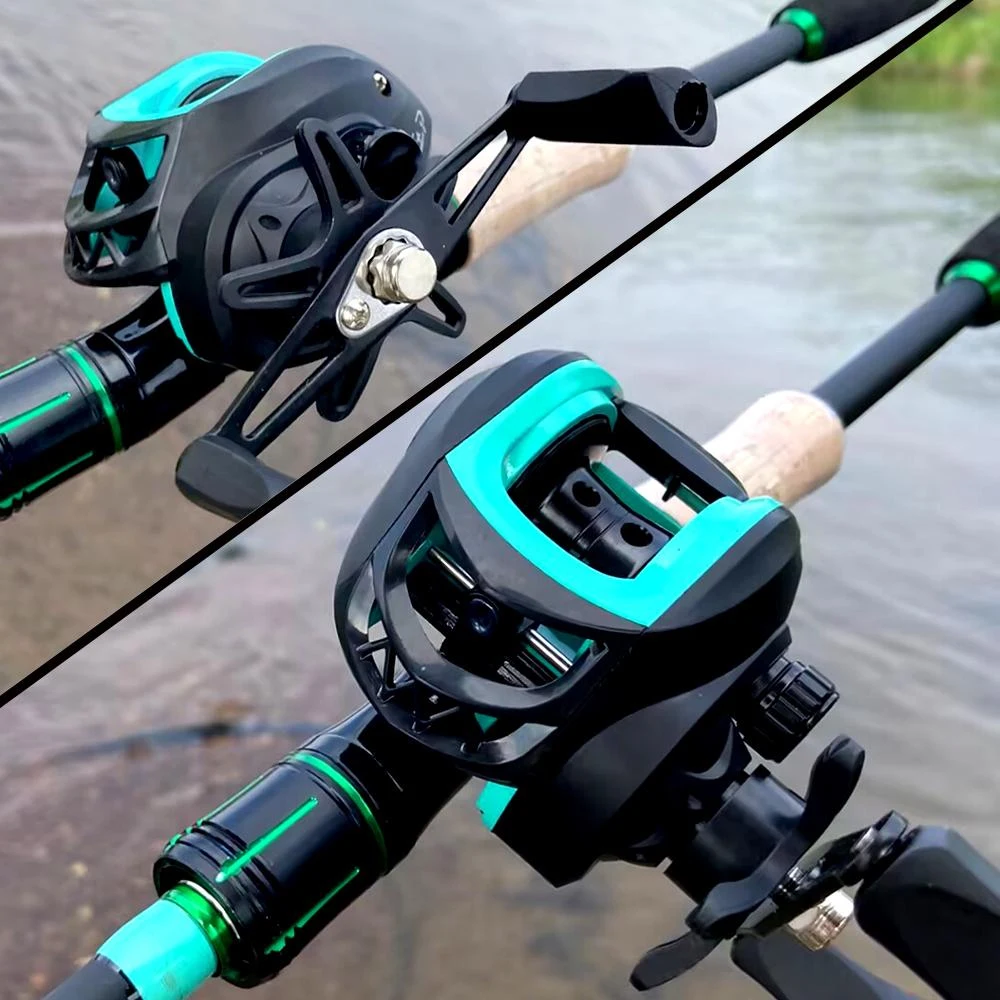 Caña de pescar ultraligera giratoria/señuelo fundido de 4/5 secciones 7,2: 1 juego de carretes de Baitcasting 1,8/2,1 M cebo WT.3.5-14g Mini poste de viaje portátil - imagen 5