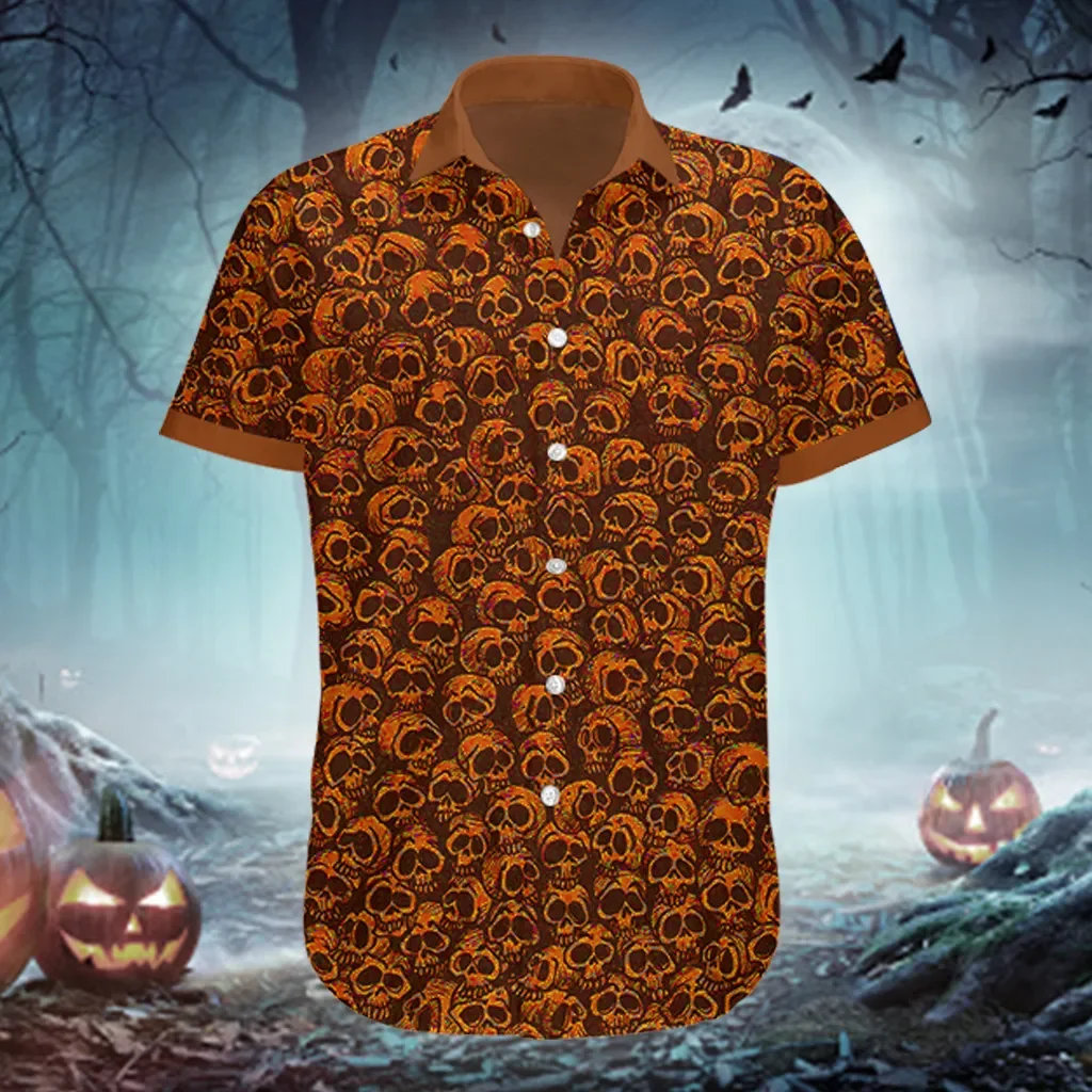 PLstar Cosmos patrón de calavera blanco y negro Halloween 3D impreso camisa hawaiana de los hombres verano Unisex Casual playa camisa DXS13 - imagen 2