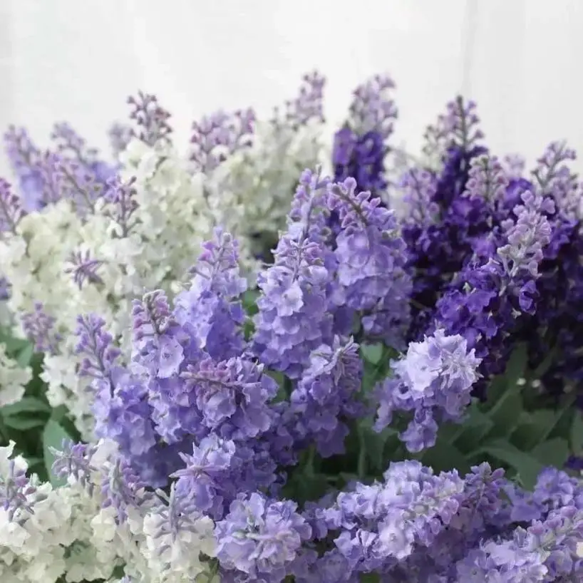 Ramo flores artificiales de lavanda y hojas falsas - imagen 5