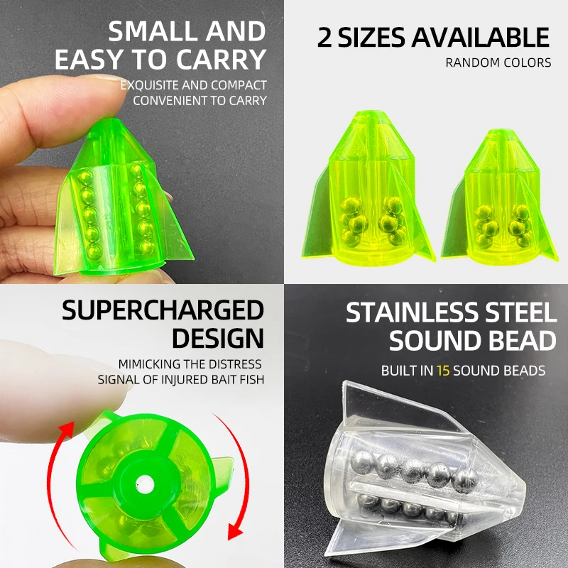 50 unids/bolsa accesorios de equipo de pesca de colores mezclados, cebo de señuelo, peso del cuerpo del pez, cuentas de plástico, tubo de sonido, bolas de metal integradas - imagen 2