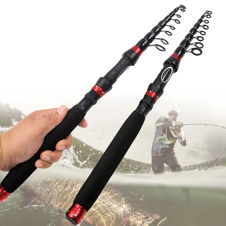 Caña de señuelo telescópica de carbono, compacta, portátil, fundida precisa con láser, agua dulce y salada, universal, pesca en movimiento - imagen 2