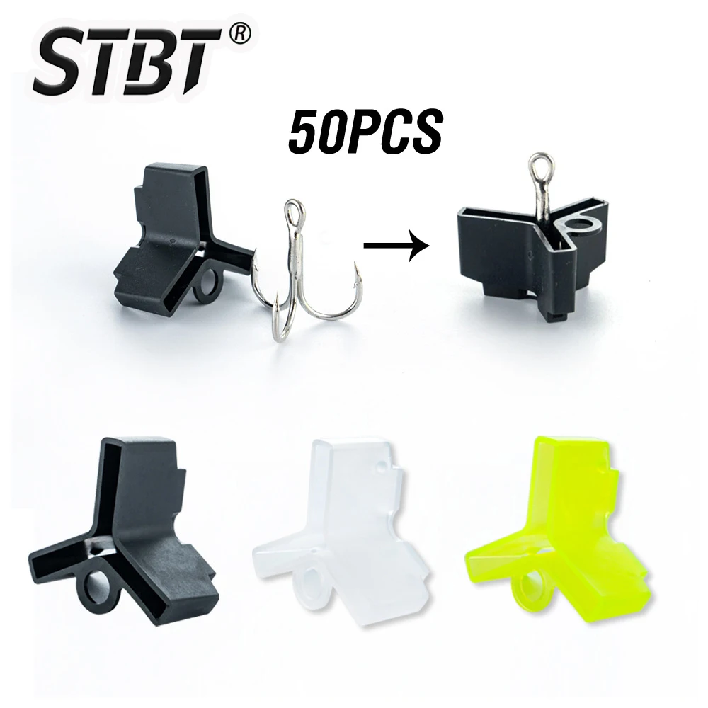 50 uds/100 Uds anzuelos triples de plástico cubierta protectora anzuelo blanco/amarillo cubierta protectora antiarañazos accesorios de pesca de carpa