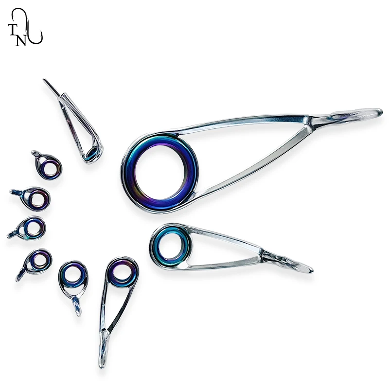 Juego de anillos de cerámica de acero inoxidable para caña de pescar, Kit de reparación de caña de pescar, accesorio de repuesto giratorio, 9 piezas, TN20 - imagen 4