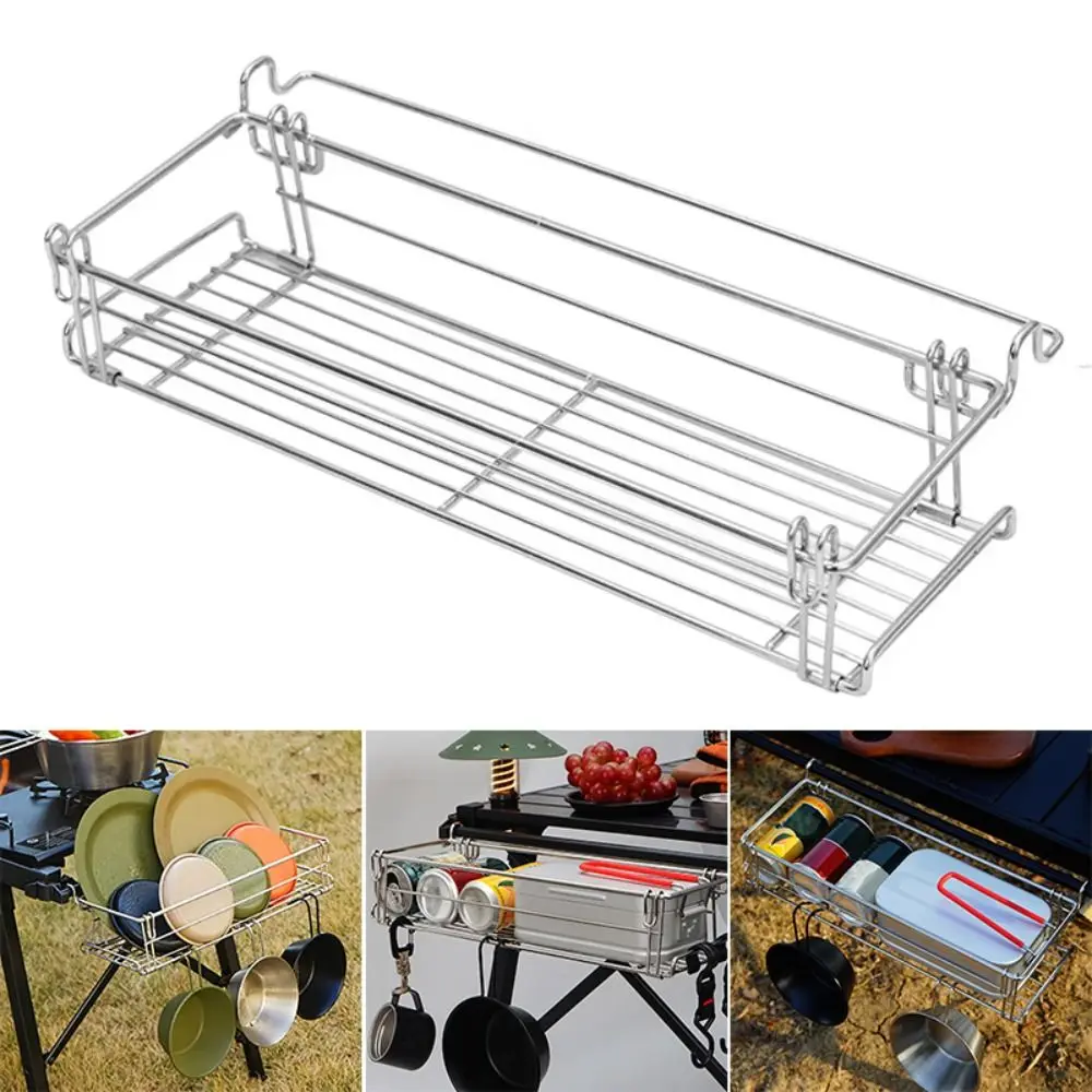Estante de almacenamiento lateral de mesa de acero inoxidable, organizador de almacenamiento extraíble, cesta de extensión de mesa plegable, ultrafino - imagen 4