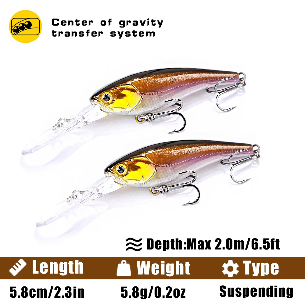 B & U 58mm señuelo duro sábalo suspendido pececillo señuelo de pesca Artificial Jerkbait Wobblers lubina Lucio Swimbait Señuelos de Pesca - imagen 3
