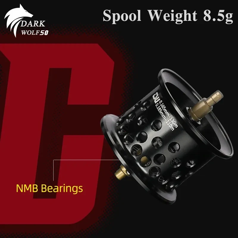 TSURINOYA-carrete de pesca Baitcasting Dark Wolf 50, ultraligero, 148g, carrete de carbono para cebo, finura, trucha Ajing, juego ligero - imagen 4