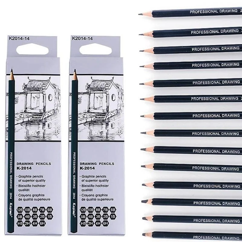 14 unids/pack bolígrafo de dibujo marcador de línea ultrafina bolígrafo de boceto negro 6H 4H 2H HB B 2B 3B 4 B 5B 6B 7B 8B 10B 12B lápiz marcador de arte - imagen 4
