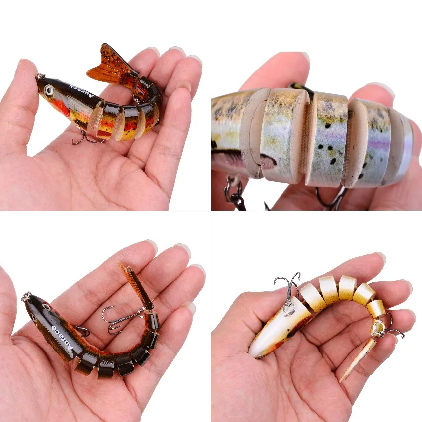 Señuelo de pesca wobbler de hundimiento de 8 segmentos, cebo duro Artificial, Crankbaits para aparejos de pesca, señuelos Swimbait - imagen 3
