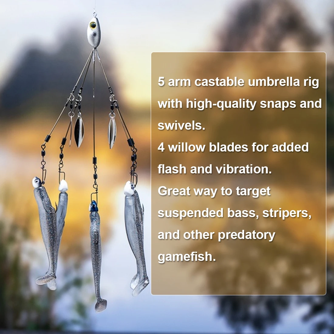 FishTrip Alabama Umbrella Rig Señuelo de pesca para pesca con curricán - imagen 4