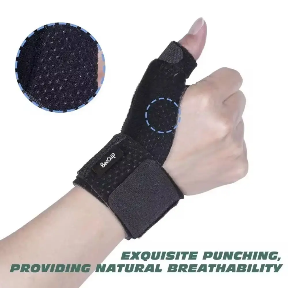 Protector de muñeca SBR duradero, inmovilizador protector ajustable negro para equipo protector de pulgar, gimnasio - imagen 2