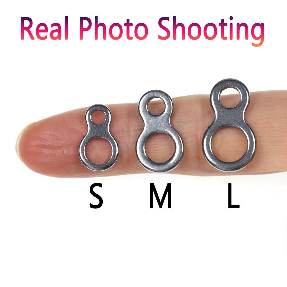 Bimoo-anillo doble sólido de acero inoxidable, aparejo Terminal giratorio de 8 bucles en forma para pesca en agua salada, plantilla de pesca, conector de señuelos - imagen 3