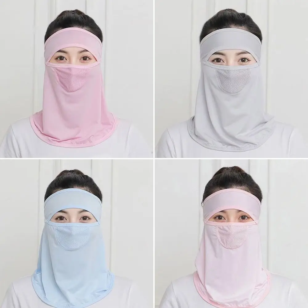 Nueva máscara facial de ciclista de seda de hielo protección solar Uv cubierta facial delgada máscara facial de seda de hielo transpirable hombres mujeres - imagen 4