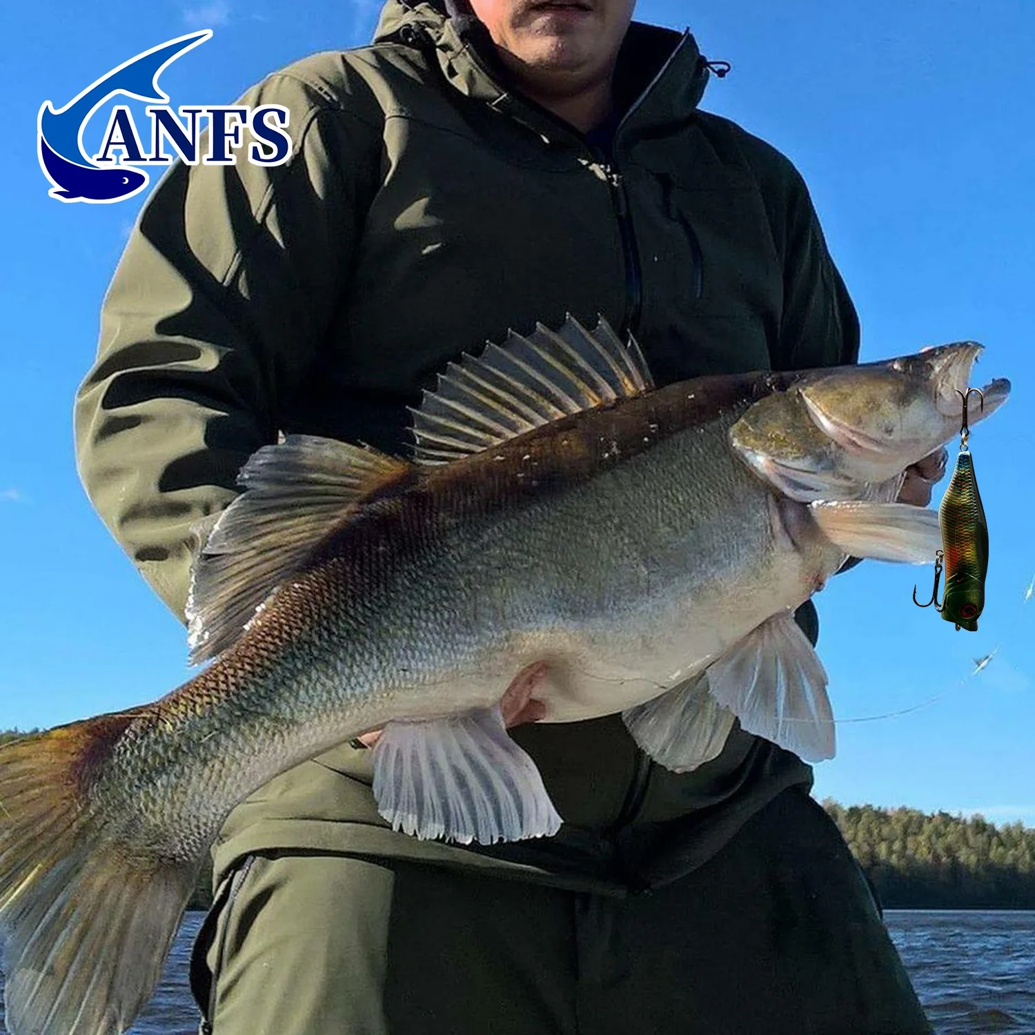 ANFS 3 uds/1pcTopwater Popper Señuelos de pesca, cuerpo de plástico con impresión en Color cebo Artificial realista para lubina de agua dulce - imagen 4