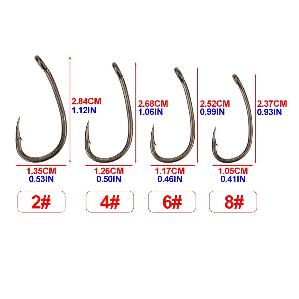 Hirisi 50 Uds. Anzuelo de pesca Micro púas de acero inoxidable con revestimiento de PTFE con ojo y caja empalmable 8035 herramienta de pesca - imagen 5