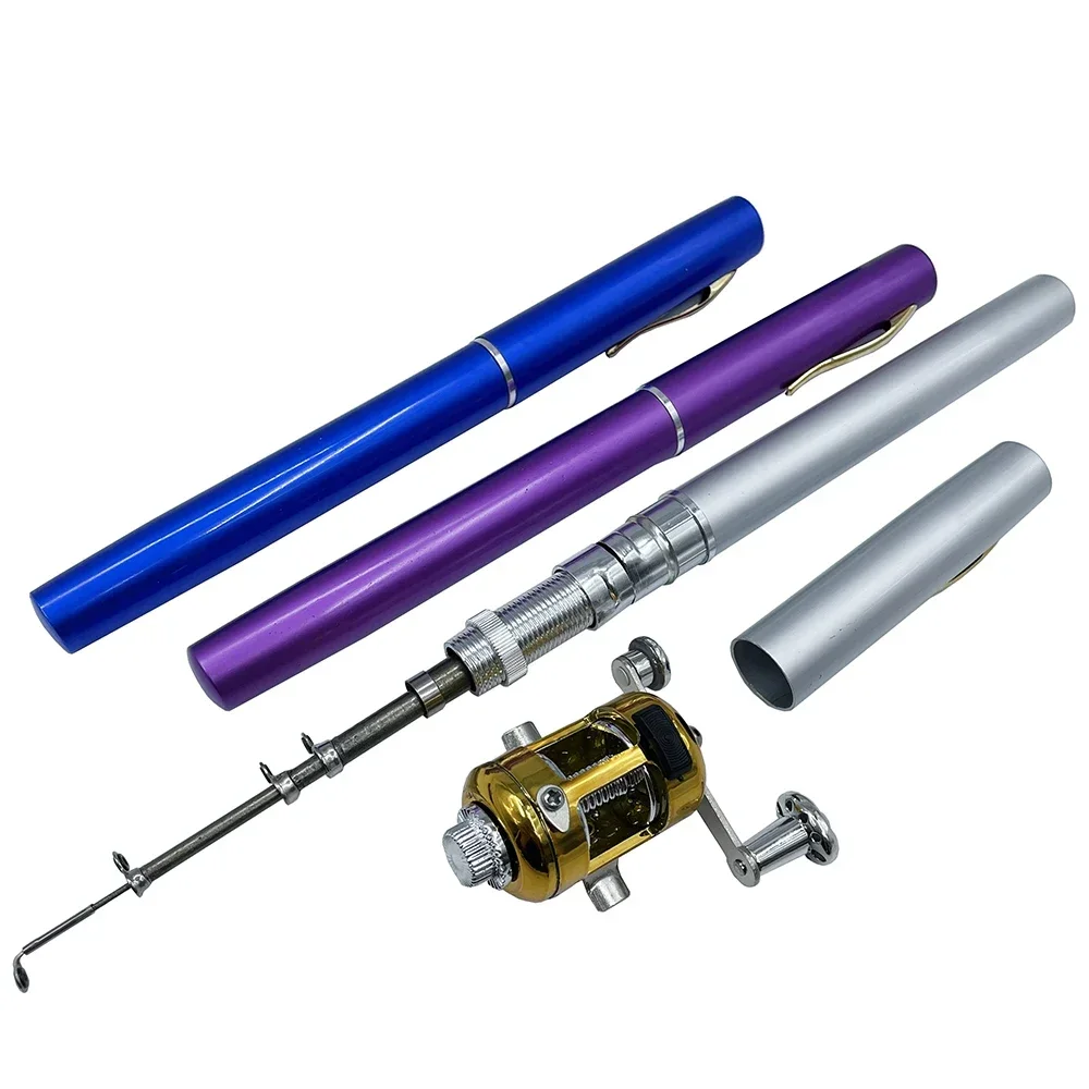 Caña de pescar al aire libre con carrete giratorio, Kit combinado, Mini caña de pescar, bolígrafo telescópico portátil, tamaño 96CM, caña de pescar de bolsillo - imagen 3
