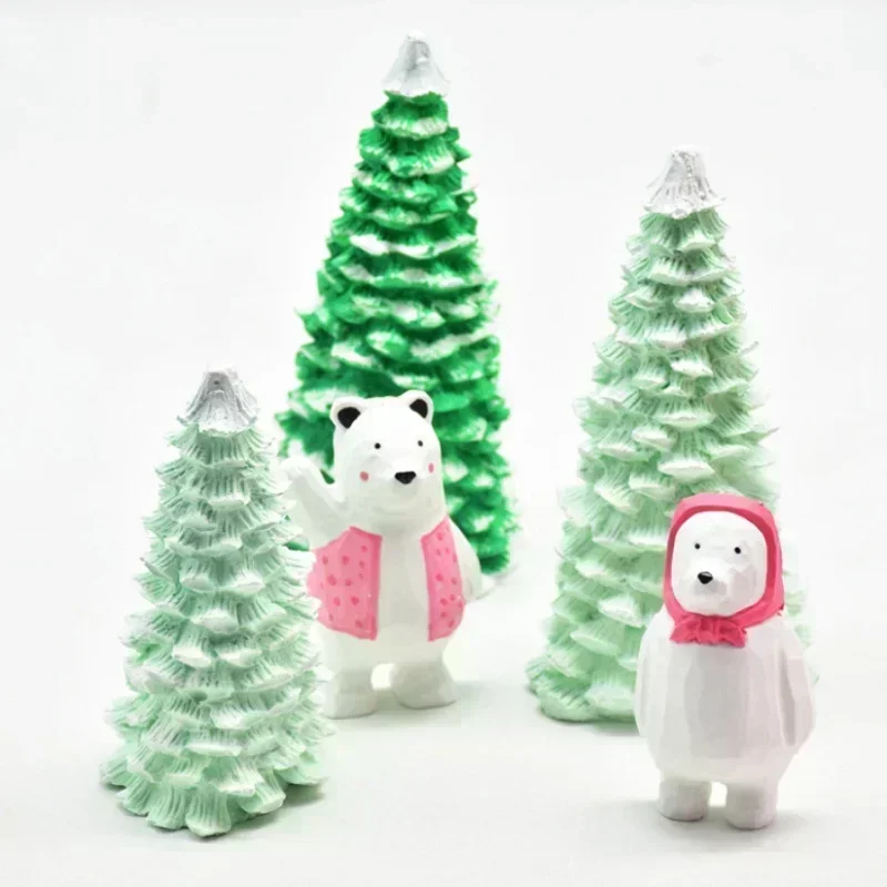 Molde de silicona para árbol de Navidad, molde de silicona en forma de árbol, vela artesanal, molde de yeso para aromaterapia, decoración de pasteles, accesorios para hornear - imagen 4