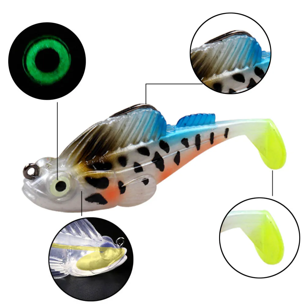 Cebo blando de 70mm/11,5g para pesca Jigging, señuelo de pesca Artificial, cuchara de goma, aparejos de lubina de mar - imagen 3