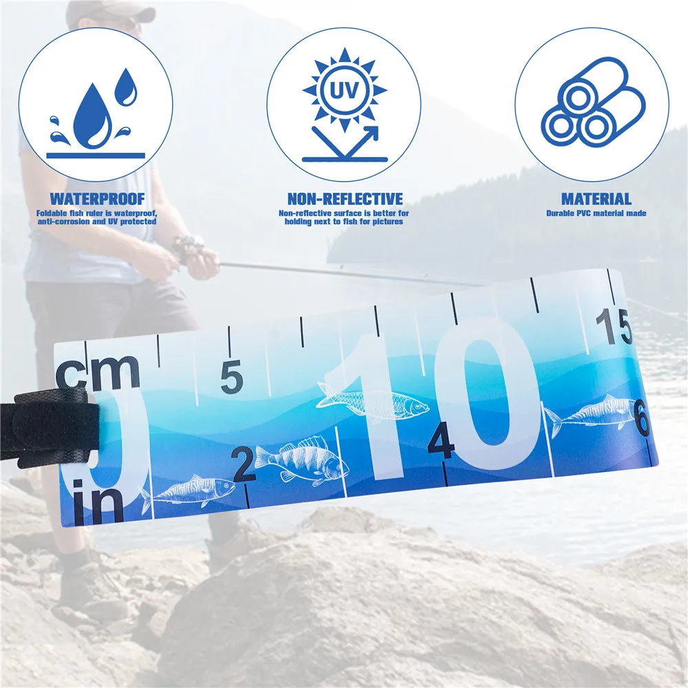 Cinta métrica de pesca impermeable, 3 uds., 90cm/35 pulgadas, regla para medir peces, cinta, regla de pesca para aparejos de pesca de carpa - imagen 3