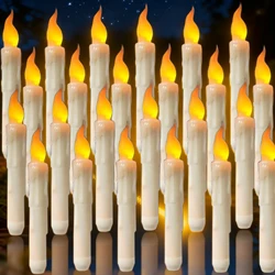 Velas cónicas LED de 16,5 cm, velas de ventana con pilas sin llama para Navidad, boda, iglesias, decoración de fiesta de cumpleaños