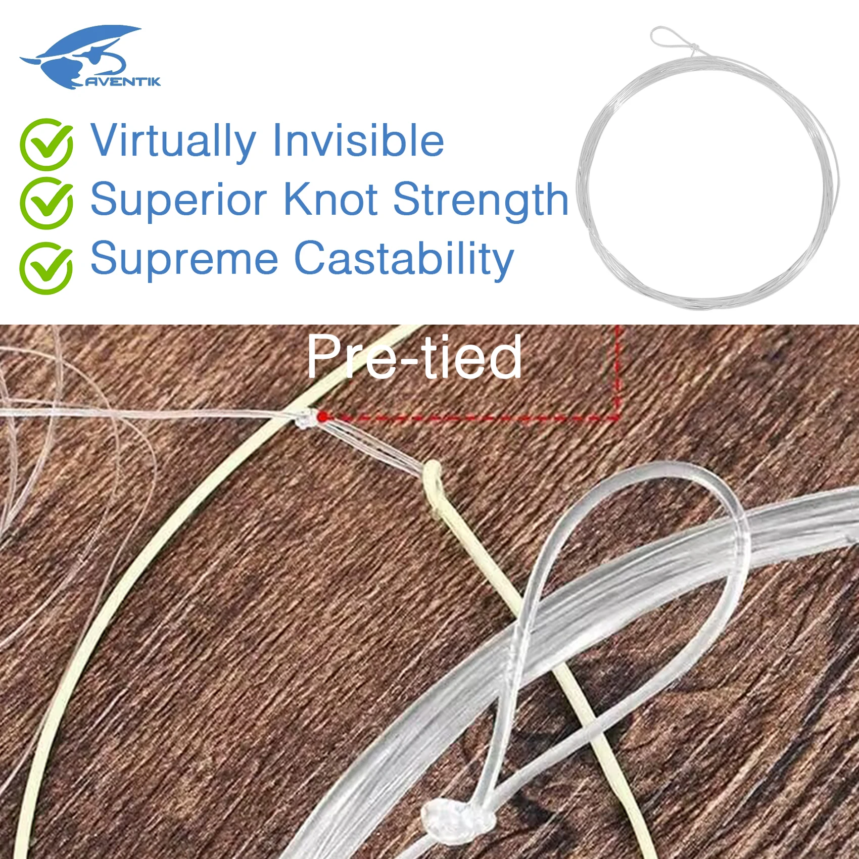 3 piezas Pro Looped Premium fluorocarbono, líder cónico, pesca con mosca - imagen 3