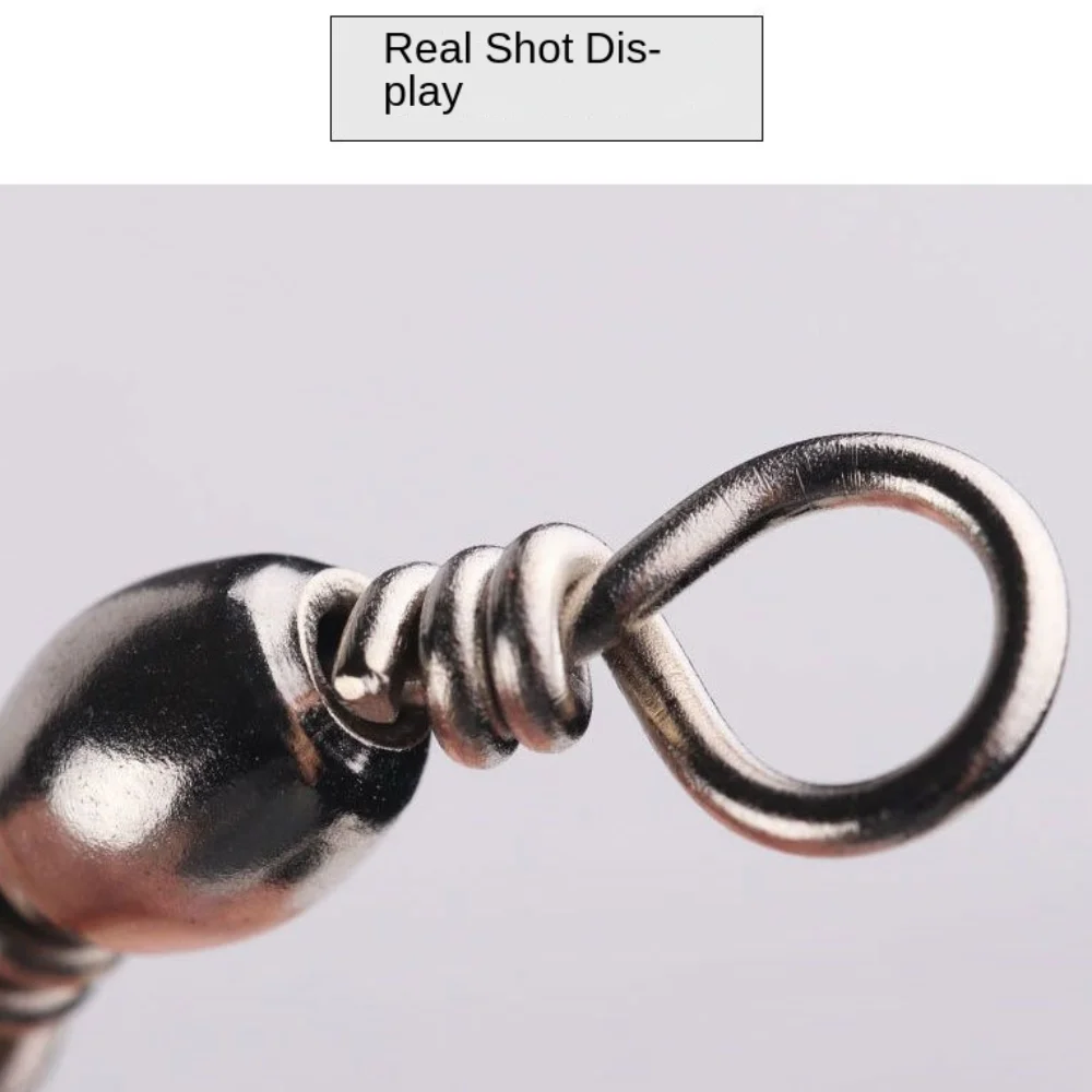 100 Uds anillo sólido conector a presión de pesca anillo giratorio de acero inoxidable conector de pesca rotación de 360 grados - imagen 2