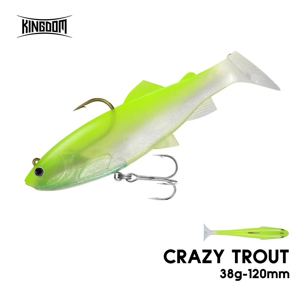 Kingdom Paddle Tail Swimbaits 120mm 38g cebo Artificial hundido cola en T de goma con cabeza de plomo para perca lubina Lucio señuelo de pescado blando - imagen 2
