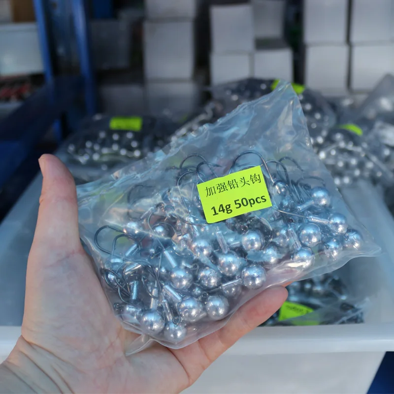 OBSESSION A016 50 Uds anzuelos con cabeza de anzuelo 1g 1,5g 2g 2,5g 3,5g 5g 7g 10g 14g 20g Jig cebo duro anzuelo de gusano suave anzuelo de Pesca - imagen 4