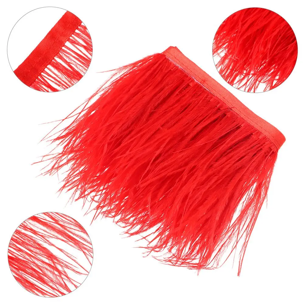 Cinta de plumas decorativa DIY vestido de novia adorno de plumas de avestruz 8-10 CM de ancho cinta de plumas orivela 1 metro de largo - imagen 2
