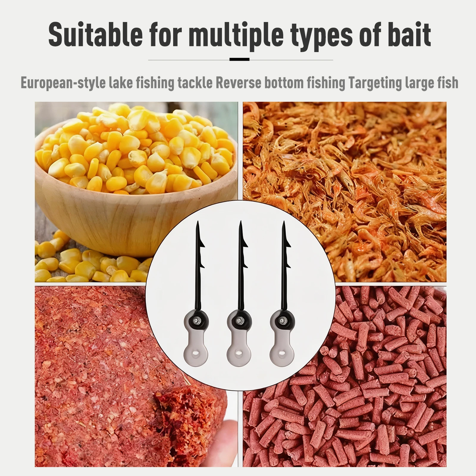 FishTrip-anzuelo de pesca de carpa, 15 Uds., Pin de picadura, gancho de vástago recto con anillo de silicona, soporte para cebo, anzuelo de cebo, accesorios de pesca de carpa - imagen 4