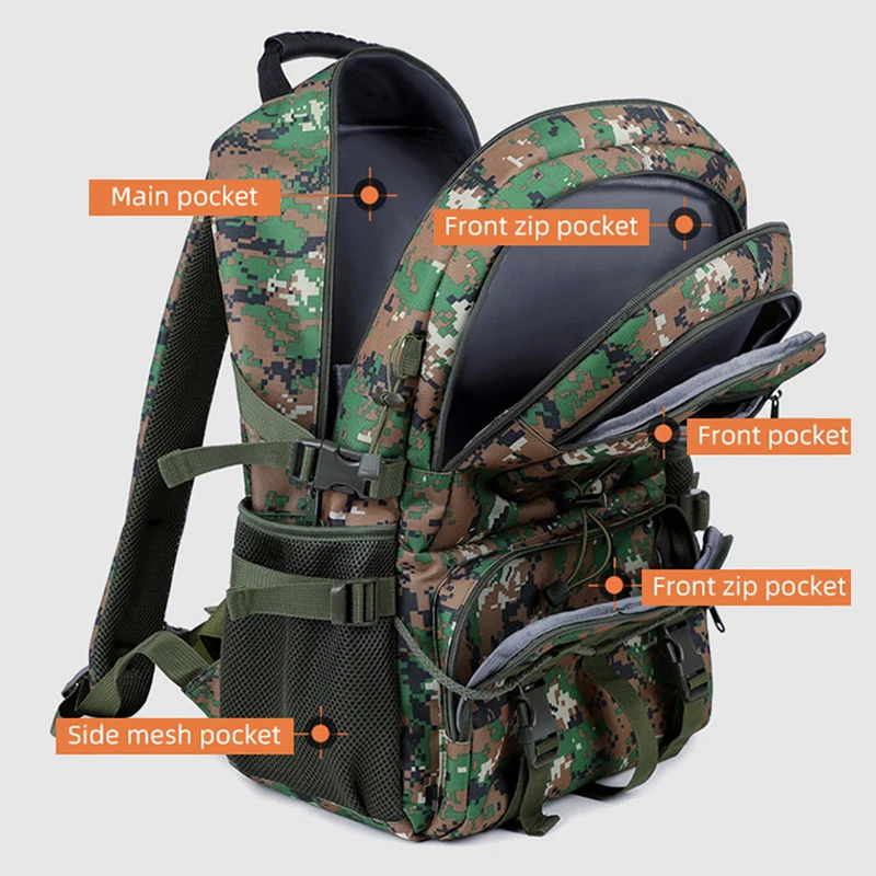 Mochila táctica grande para escalada con USB, para exteriores, senderismo, pesca, Camping, ciclismo, portátil, para deportes, viaje, portátil, equipaje - imagen 4