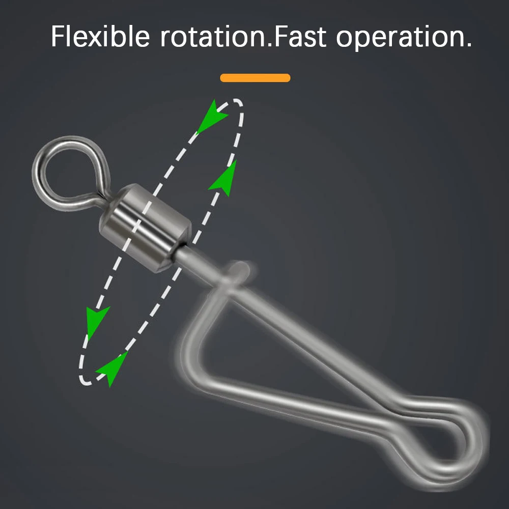 DNDYUJU 50-100 Uds. De barril de pesca giratorio de latón, conector de señuelo de pesca a presión de acero inoxidable, accesorios de pesca - imagen 5