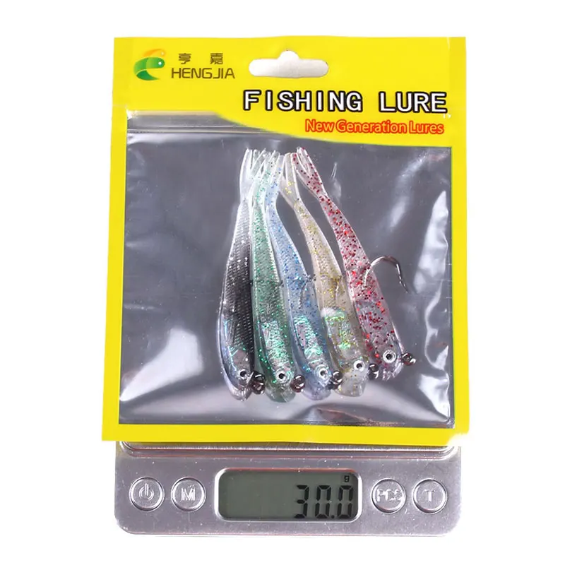 WHYY 5 uds cebo suave cola de tenedor de pescado suave con gancho cabeza de plantilla de plástico Artificial de silicona cebo equipo de pesca de agua dulce y salada - imagen 3