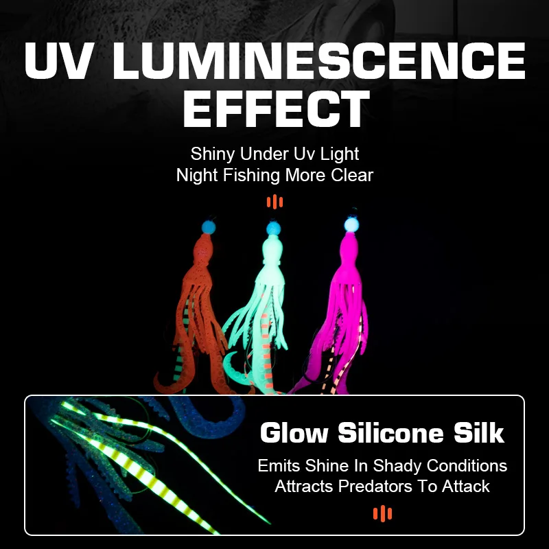 OBSESSION-anzuelo de pesca de Material TPE suave y Flexible, anzuelos de pesca de Jigging de calamar, faldas de goma, anzuelos de Lucio, #13, lote de 5 pares - imagen 5