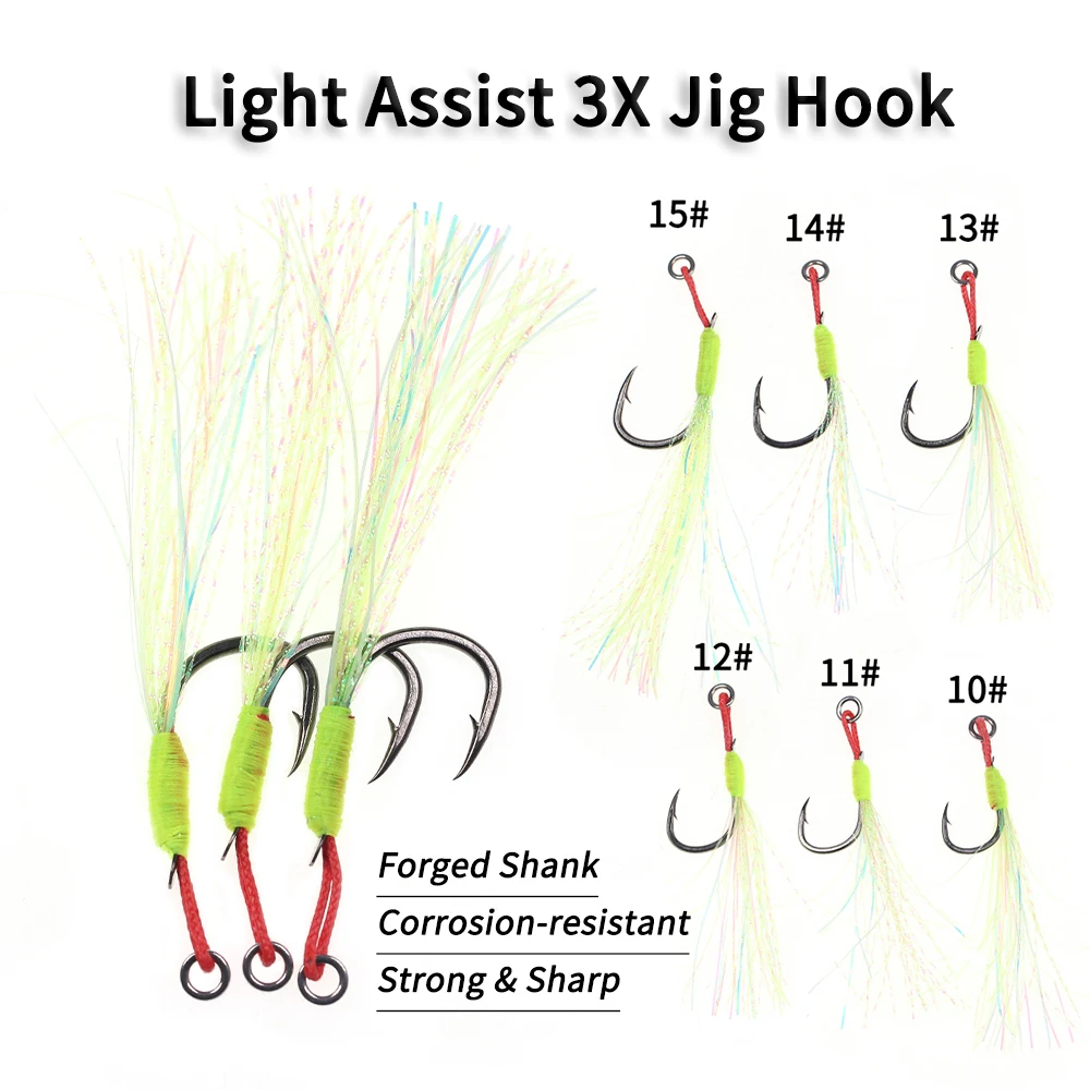 Elllv-anzuelo de pesca jigging de fundición a tierra, único fuerte señuelo, luminoso, 3X, aparejos de pesca de agua salada, 10-15 #, 5 unids/lote por bolsa - imagen 5